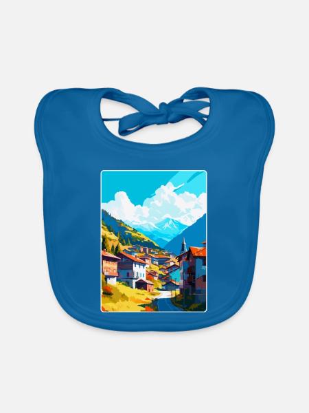 Artvin Türkei Vintage Reiseposter WPA Souvenir - Baby Bio-Lätzchen - Pfauenblau - Vorne