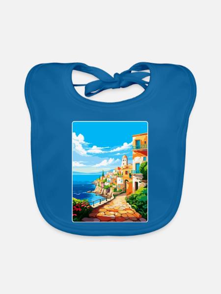Heraklion Griechenland Vintage Reiseplakat Souvenir - Baby Bio-Lätzchen - Pfauenblau - Vorne