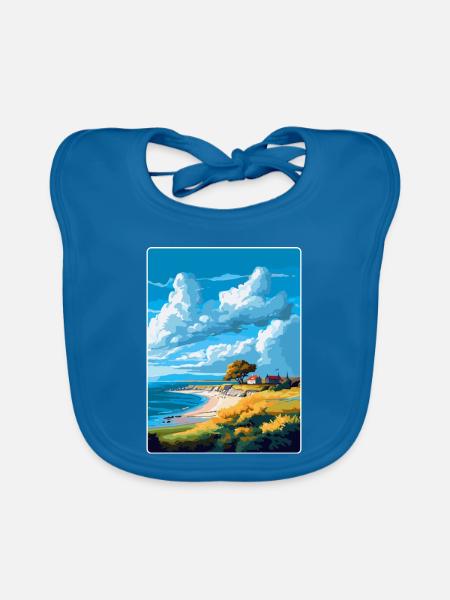 Gotland Schweden Vintage Reiseplakat Souvenir WPA - Baby Bio-Lätzchen - Pfauenblau - Vorne