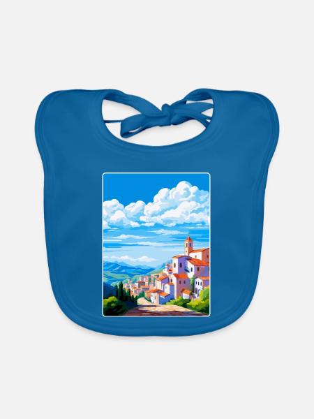 Castelo Branco Portugal Vintage Reiseposter WPA - Baby Bio-Lätzchen - Pfauenblau - Vorne