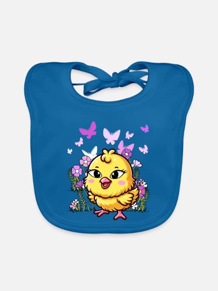 Küken Ostern Kind Kinder - Baby Bio-Lätzchen - Pfauenblau - Vorne