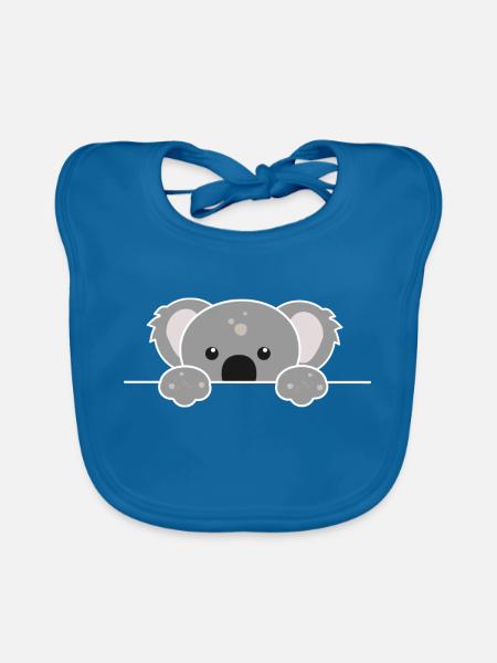Lustiger Koala lugte heraus - Baby Bio-Lätzchen - Pfauenblau