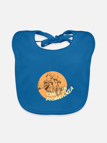 Transsilvanien Burg Sonne - Baby Bio-Lätzchen - Pfauenblau - Vorne