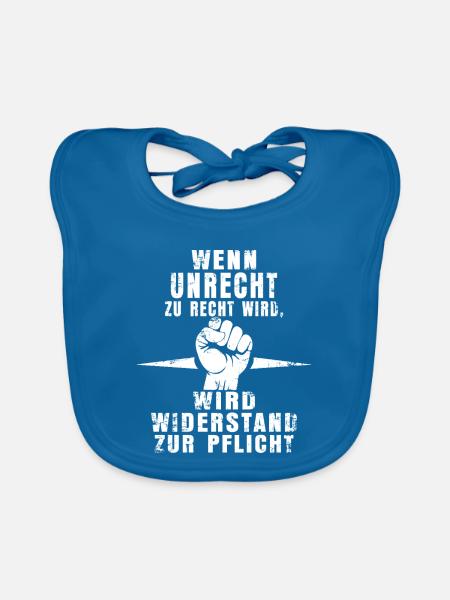 Statement-Shirt: Pflicht zum Protest - Baby Bio-Lätzchen - Pfauenblau