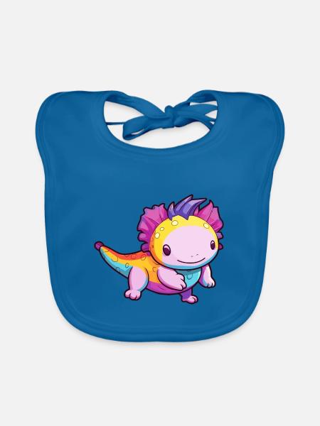 Axolotl Buntes Aquarell Cartoon Kawaii Tier - Baby Bio-Lätzchen - Pfauenblau