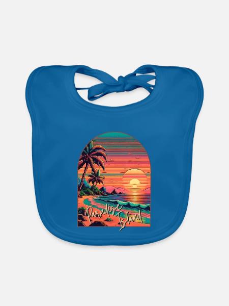 Paradies-Insel - Baby Bio-Lätzchen - Pfauenblau