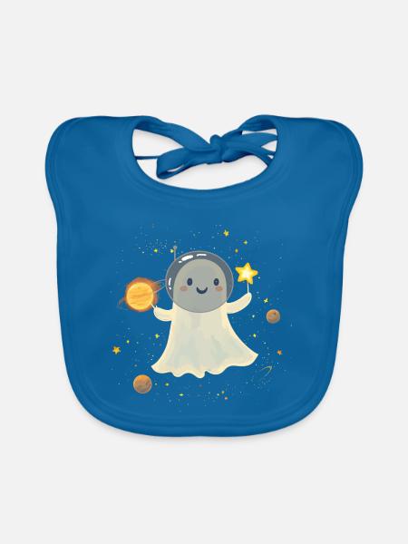 Geist Astronaut Kostüm für Halloween Weltraum - Baby Bio-Lätzchen - Pfauenblau
