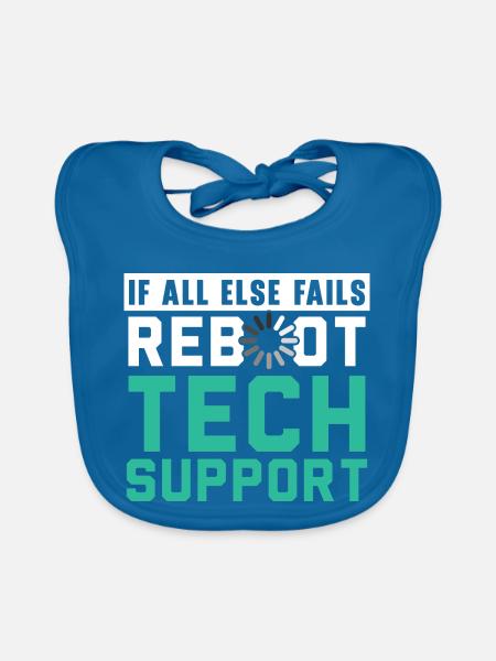Ich bin der unbezahlte technische Support meiner F - Baby Bio-Lätzchen - Pfauenblau - Vorne