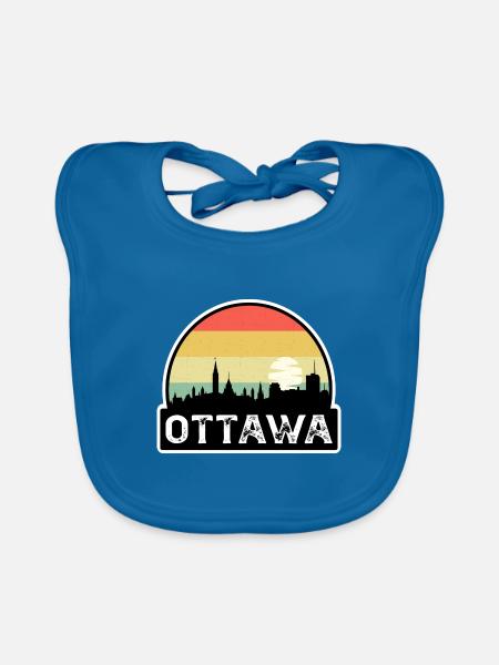 Ottawa Kanada Flagge Skyline Reisesouvenir - Baby Bio-Lätzchen - Pfauenblau