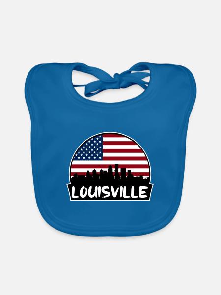 Louisville Kentucky USA Flagge Skyline Silhouette Tr - Baby Bio-Lätzchen - Pfauenblau - Vorne