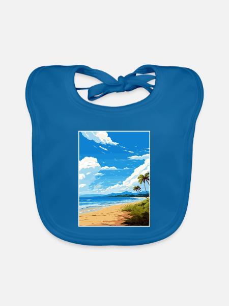 Nicoya Halbinsel Costa Rica Vintage Reiseposter - Baby Bio-Lätzchen - Pfauenblau - Vorne