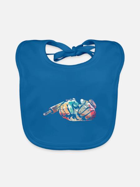 Knusprige Backkunst Bäckerhandwerk - Baby Bio-Lätzchen - Pfauenblau - Vorne