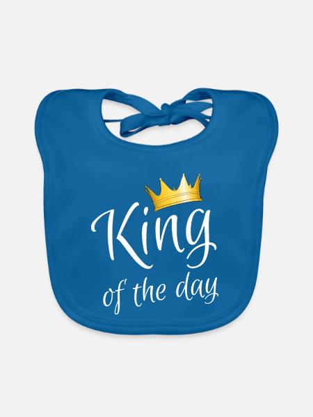 King of the Day - Geburtstagskönig mit Krone - Baby Bio-Lätzchen - Pfauenblau
