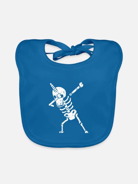 Dabbing Skelett Einhorn - Baby Bio-Lätzchen - Pfauenblau