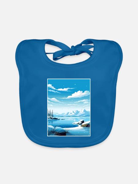 Nordpol Alaska Vintage Reiseposter Souvenir - Baby Bio-Lätzchen - Pfauenblau - Vorne