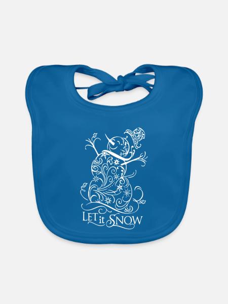 Schneemann kaligrafie - Baby Bio-Lätzchen - Pfauenblau