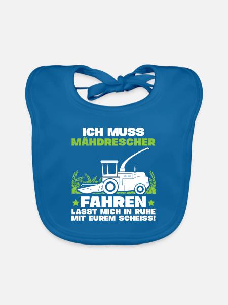 Mähdrescher Vintage - Farmer Bauer - Baby Bio-Lätzchen - Pfauenblau - Vorne