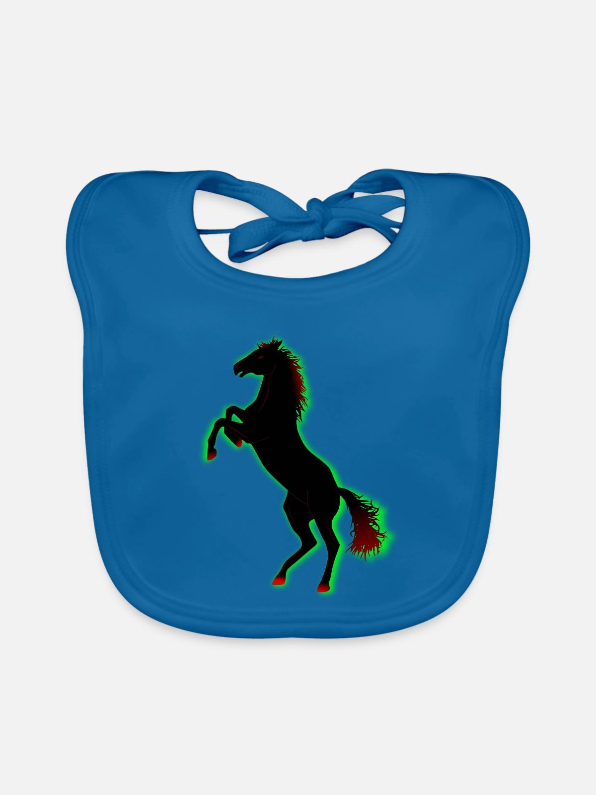 Pferd - Baby Bio-Lätzchen - Pfauenblau - Vorne