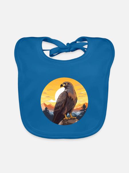Bussard Buntes Aquarell Cartoon Kawaii Tier - Baby Bio-Lätzchen - Pfauenblau - Vorne