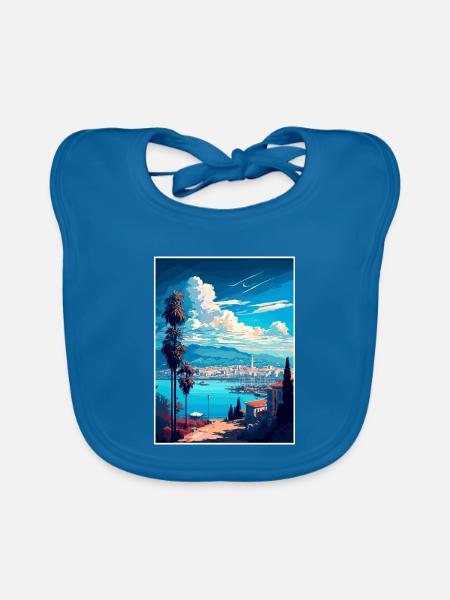 Izmir Türkei Vintage Reiseposter WPA Souvenir - Baby Bio-Lätzchen - Pfauenblau - Vorne