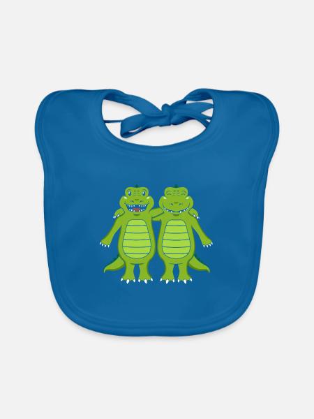 Krokodile - Baby Bio-Lätzchen - Pfauenblau - Vorne