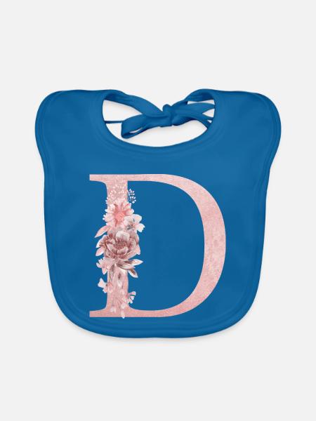D Monogramm Rosen Glitzer - Baby Bio-Lätzchen - Pfauenblau