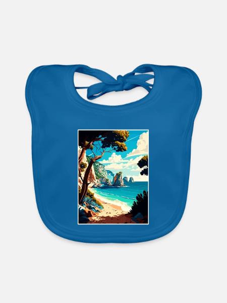 Zakynthos Griechenland Dekoration Griechisches Reiseposter - Baby Bio-Lätzchen - Pfauenblau