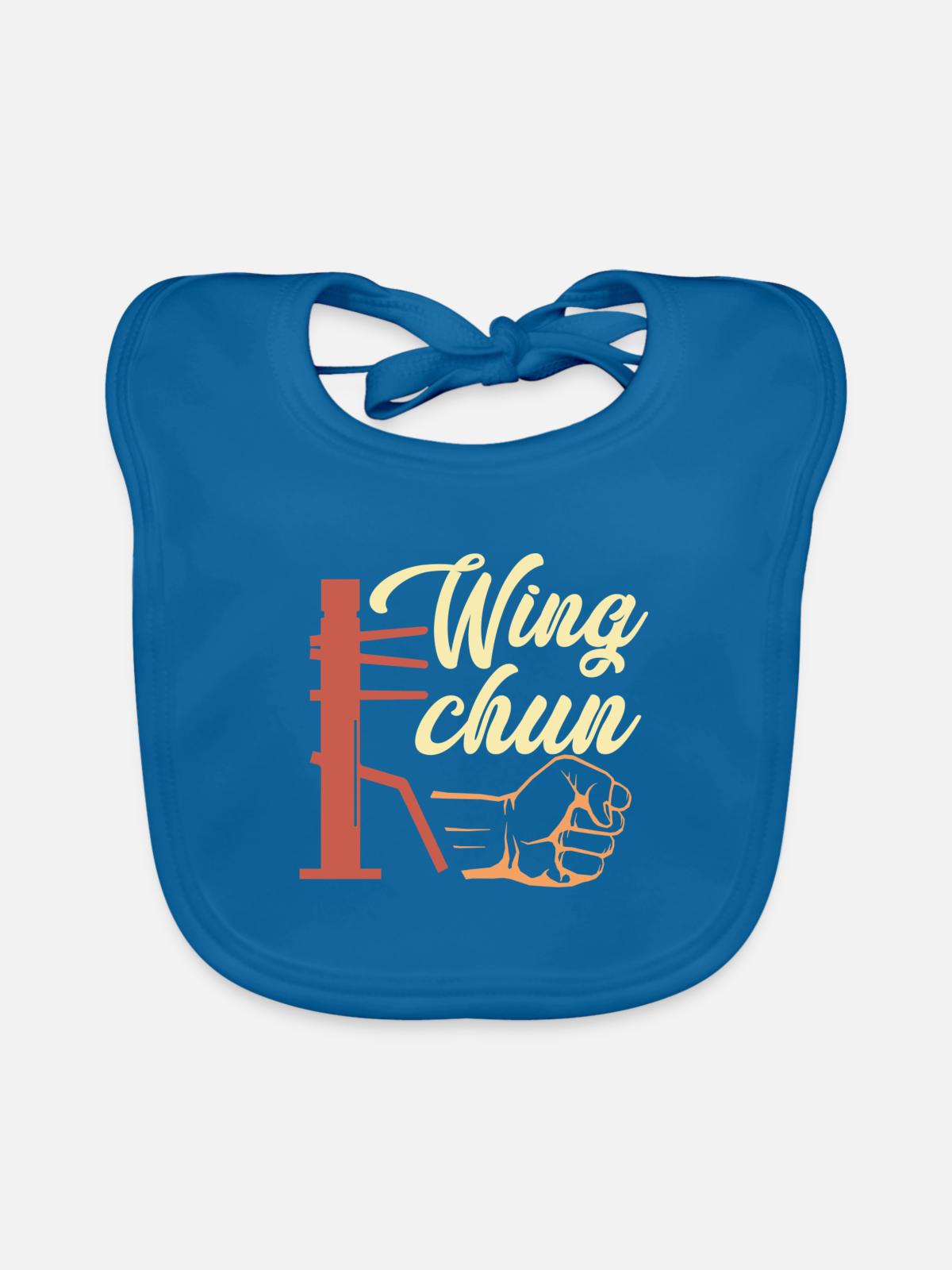 Wing Chun Geschenk - Baby Bio-Lätzchen - Pfauenblau - Vorne