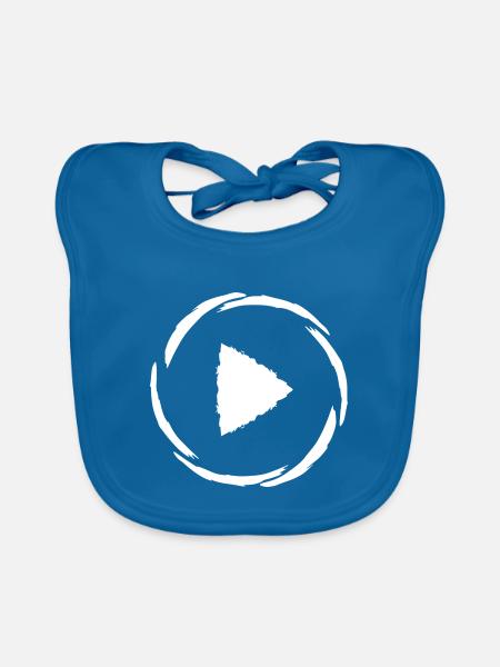 Play Symbol Button Knopf - Baby Bio-Lätzchen - Pfauenblau