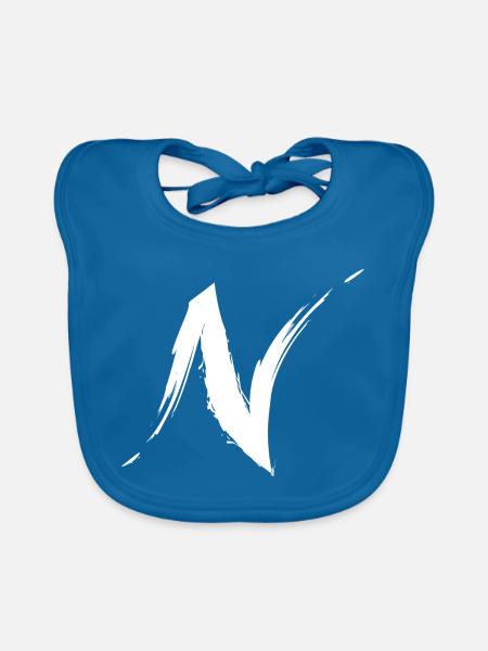 Buchstabe N in Weiß Modern Neu - Baby Bio-Lätzchen - Pfauenblau