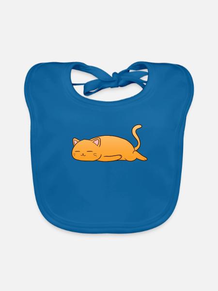 Sleeping Cat - Baby Bio-Lätzchen - Pfauenblau - Vorne