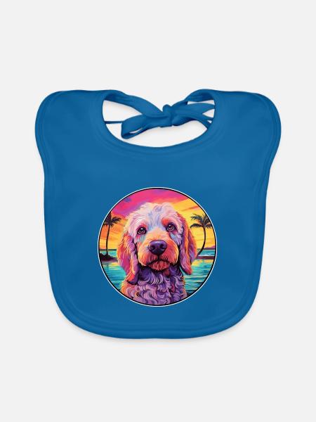 Pudelpointer Hunderasse bunte Karikatur Aquarell - Baby Bio-LĂ€tzchen - Pfauenblau