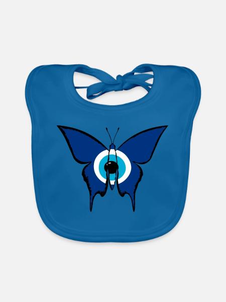 Nazar Schmetterling - Baby Bio-Lätzchen - Pfauenblau