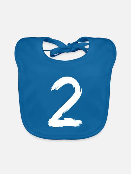 Zahl 2 Bürste - Baby Bio-Lätzchen - Pfauenblau