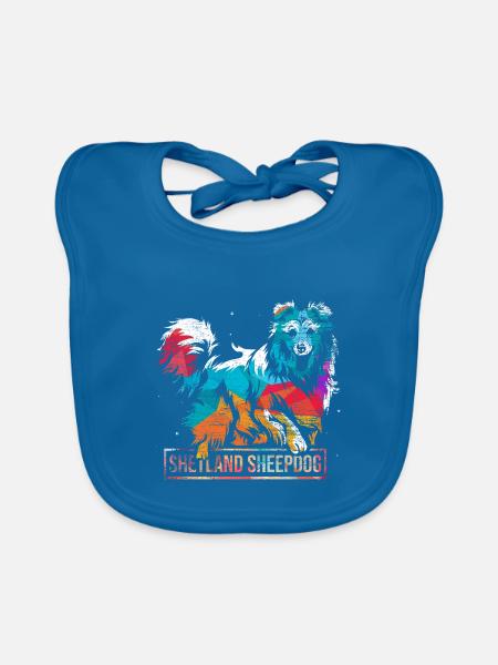 Pfiffiger Sheltie Colliezüchter - Baby Bio-Lätzchen - Pfauenblau