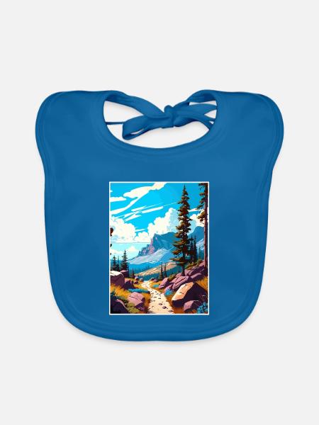 Pacific Crest Trail Kalifornien Reiseposter - Baby Bio-Lätzchen - Pfauenblau - Vorne