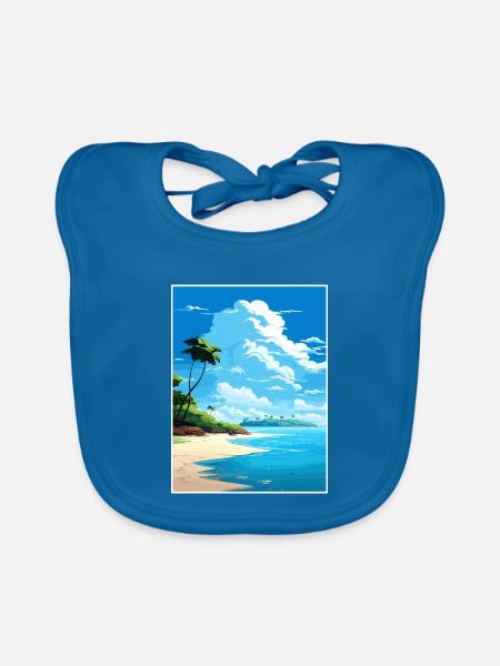 Tortuga Insel Costa Rica Vintage Reiseposter - Baby Bio-Lätzchen - Pfauenblau - Vorne
