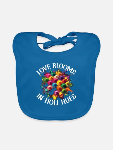 Happy Holi Grüße Hinduismus Indisches Fest - Baby Bio-Lätzchen - Pfauenblau - Vorne