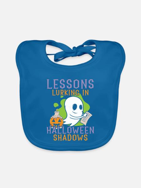 Lektionen, die in Halloween-Schatten lauern Hallow - Baby Bio-Lätzchen - Pfauenblau - Vorne