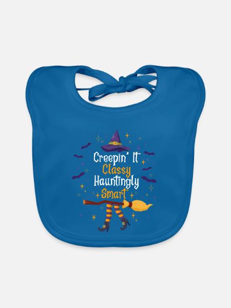 Creepin' It Classy Schaurig-schönes Halloween - Baby Bio-Lätzchen - Pfauenblau