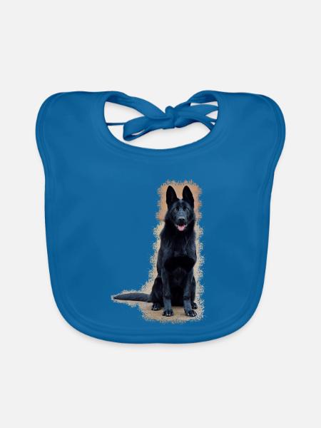 Schwarzer Schäferhund - Baby Bio-Lätzchen - Pfauenblau