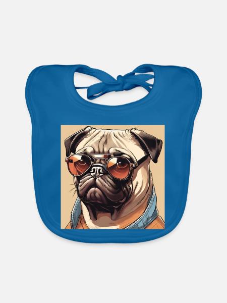 Cool Pug #2 - Baby Bio-Lätzchen - Pfauenblau