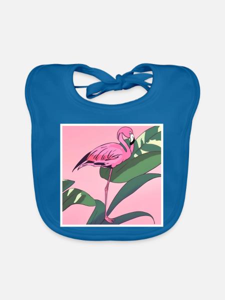 Flamingo#2 - Baby Bio-Lätzchen - Pfauenblau