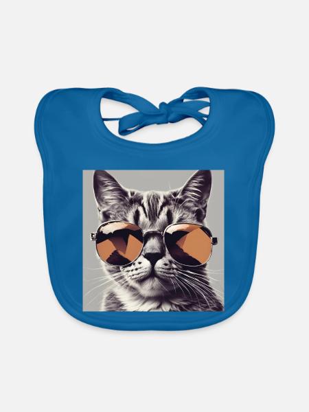 Cool Cat #1 - Baby Bio-Lätzchen - Pfauenblau
