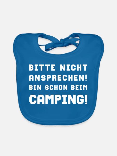 bitte nicht ansprechen camping - Baby Bio-Lätzchen - Pfauenblau