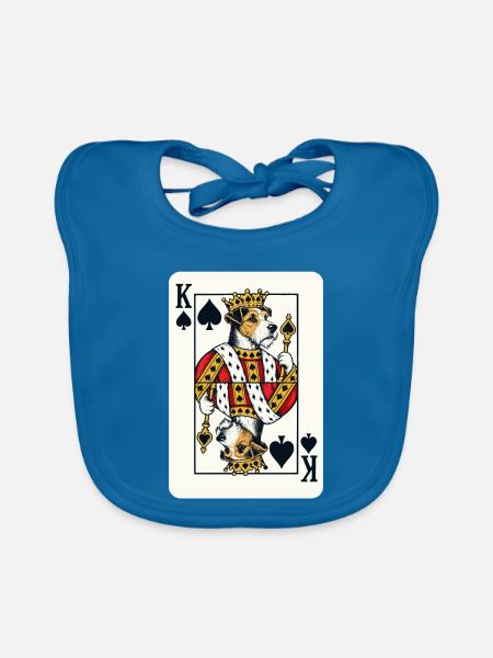 Pik König – Terrier als Spielkartenkönig - Baby Bio-Lätzchen - Pfauenblau - Vorne