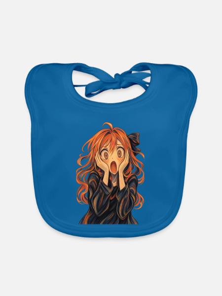 Der Schrei im Anime-Stil - Baby Bio-Lätzchen - Pfauenblau - Vorne