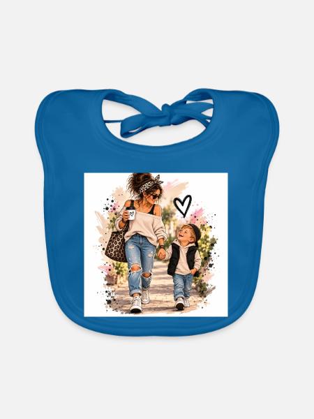 Mutter Kind Liebe unterwegs - Baby Bio-Lätzchen - Pfauenblau
