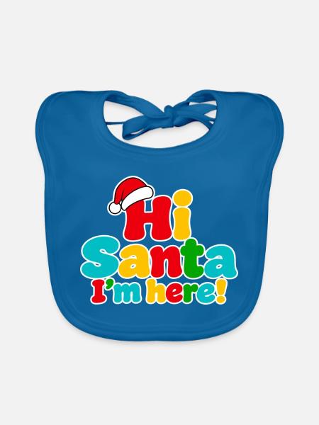 Hi Santa – Bunte Weihnachtsbotschaft - Baby Bio-Lätzchen - Pfauenblau - Vorne