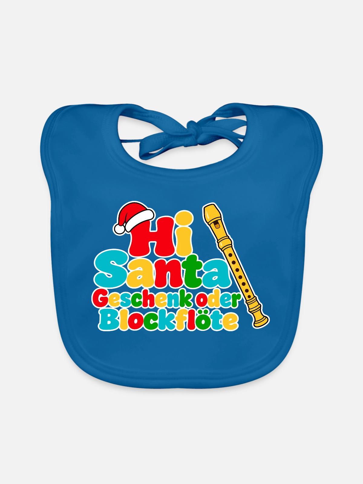 Geschenk oder Blockflöte - Baby Bio-Lätzchen - Pfauenblau - Vorne